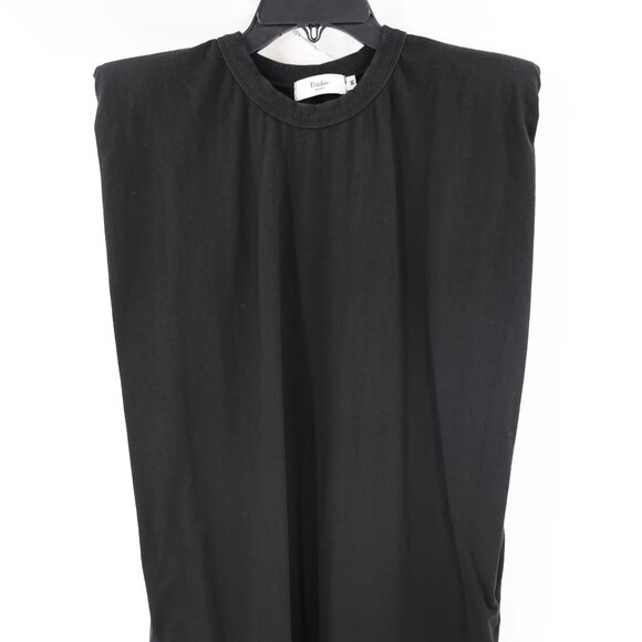 The Frankie Shop dress womens medium black Tina padded shoulder muscle cotton - Picture 2 of 11